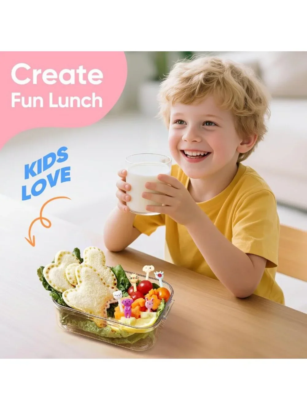 Crustless Sandwich Cutter Set for Kids - 43 Pcs Lunchbox Accessories & Sealer